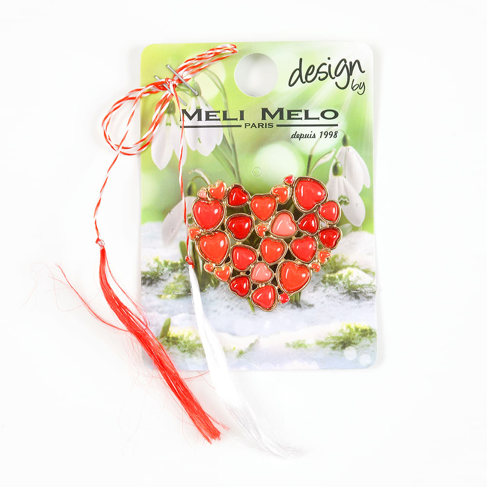 Brosa martisor inimi rosii - 1 | YEO
