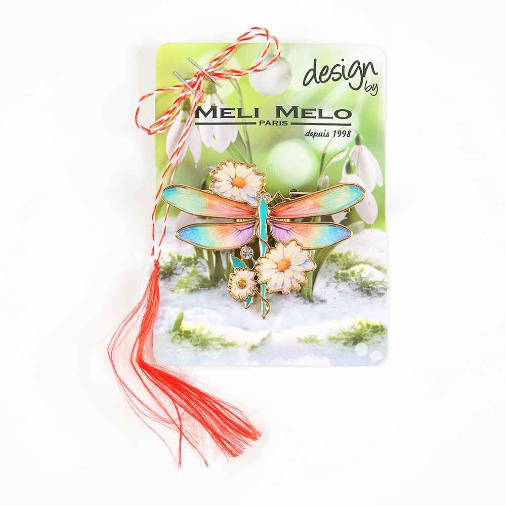 Brosa martisor libelula cu flori - 1 | YEO