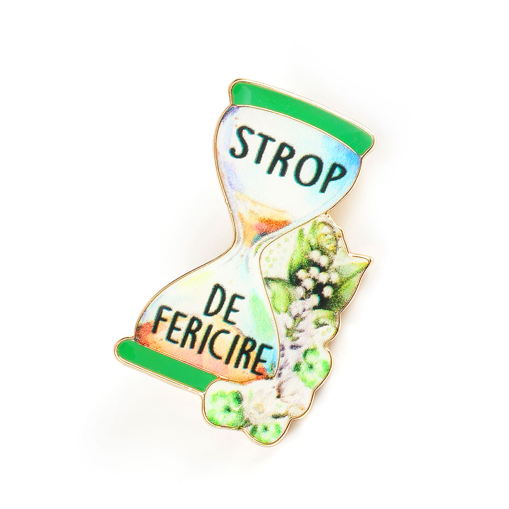 Brosa martisor clepsidra cu mesaj: Strop de fericire - 2 | YEO