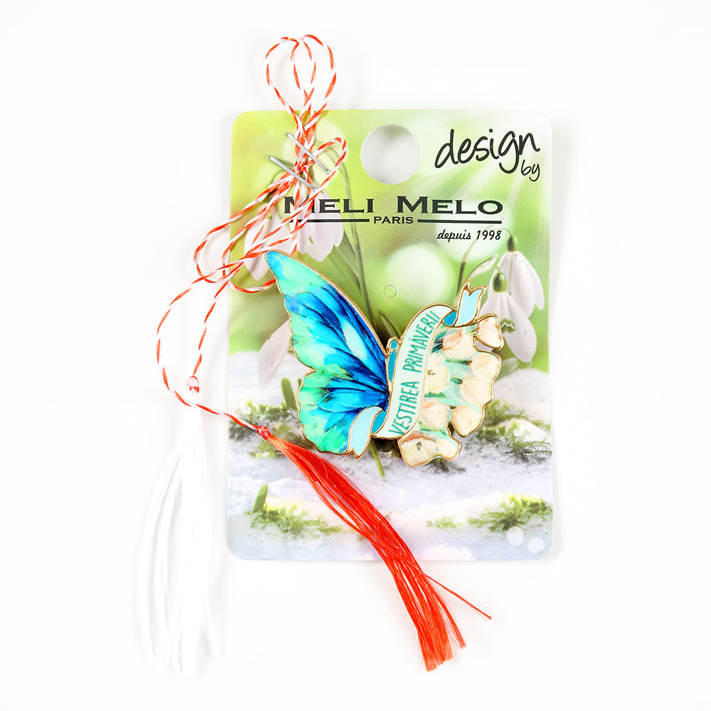 Brosa martisor fluture cu mesaj: Vestirea primaverii! - 1 | YEO