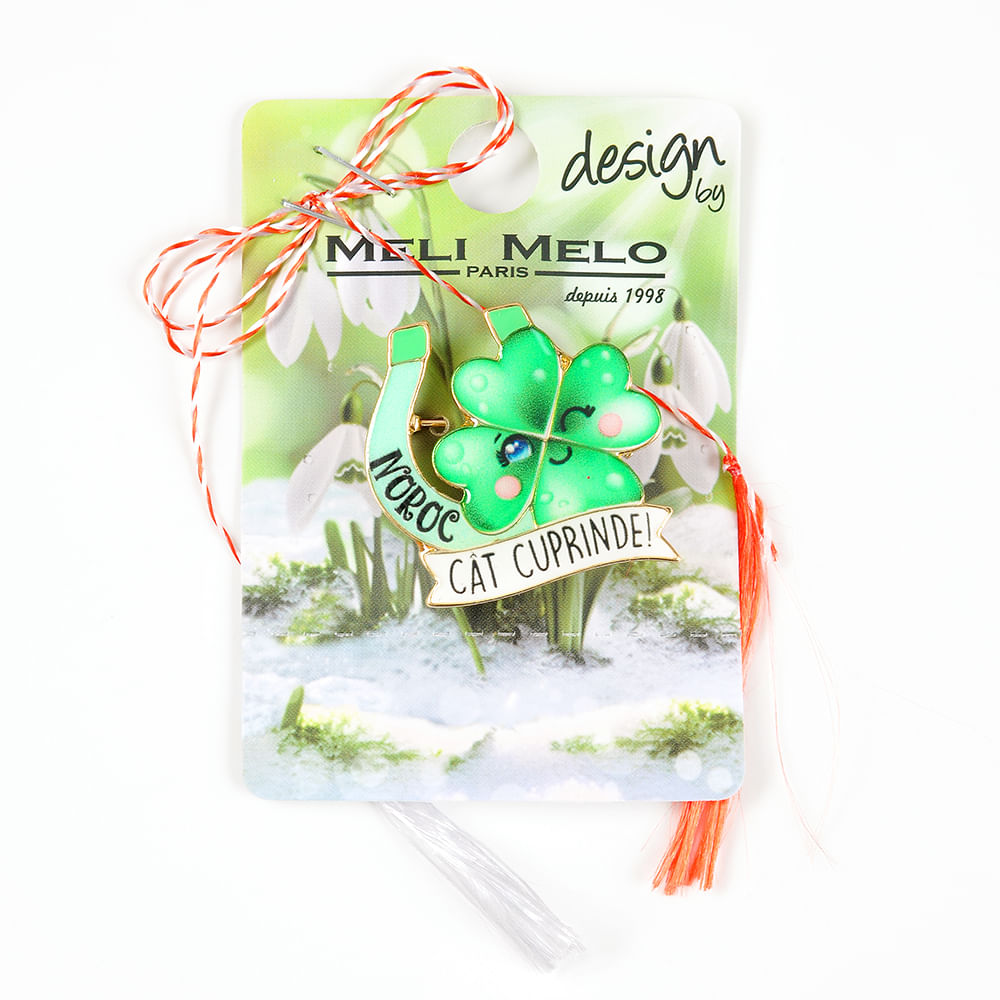 Brosa martisor trifoi cu mesaj: Noroc cat cuprinde! - 1 | YEO