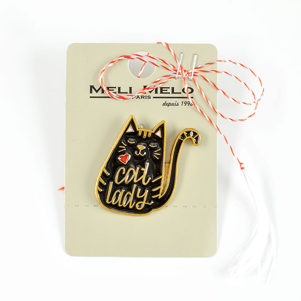 Brosa martisor pisica neagra Cat Lady - 1 | YEO