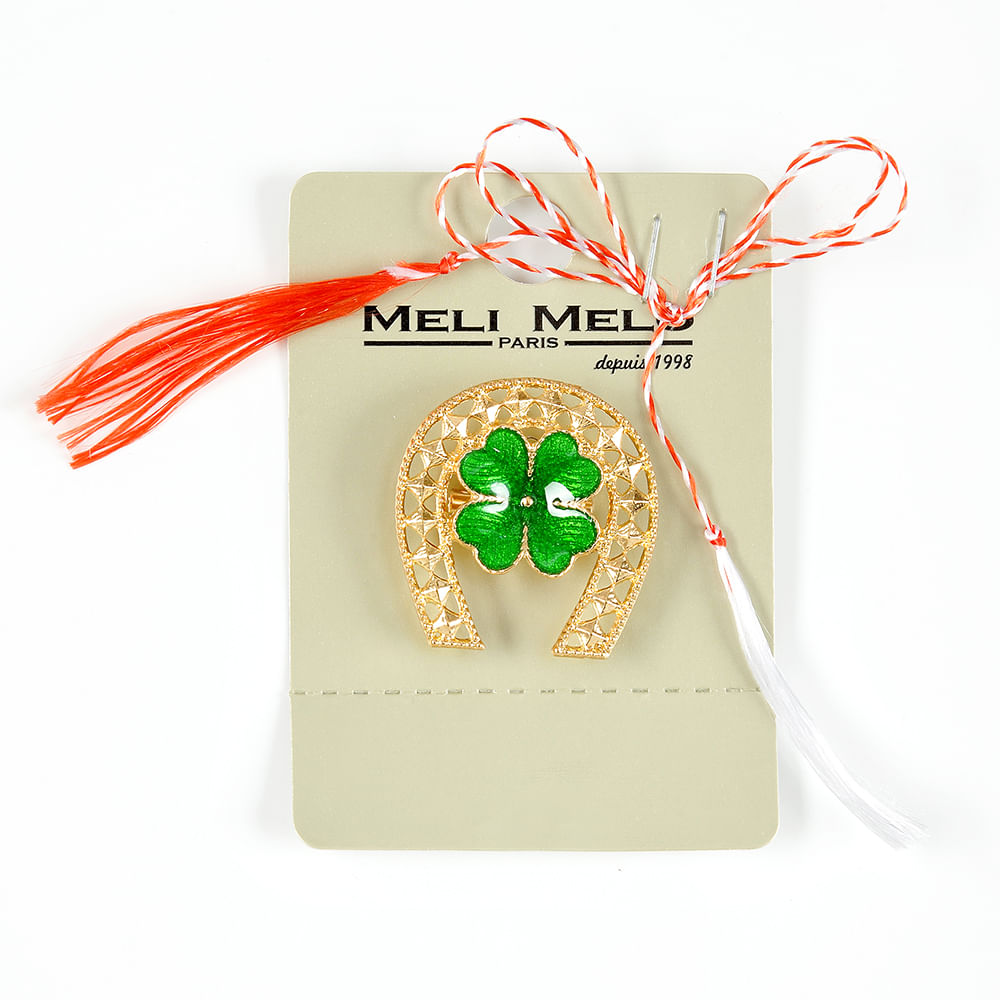 Brosa martisor potcoava cu trifoi - 1 | YEO