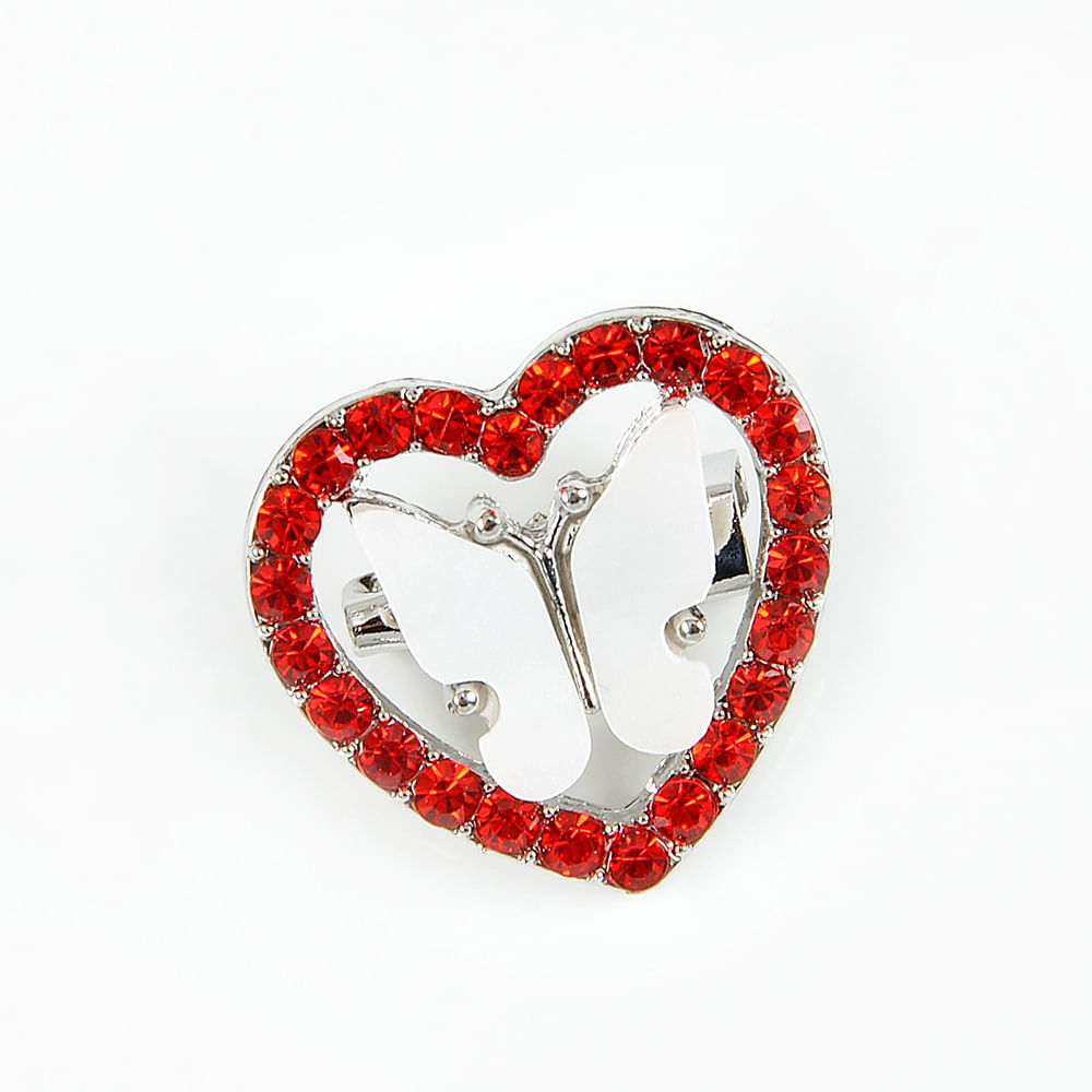 Brosa martisor inima cu fluture  alb - 2 | YEO