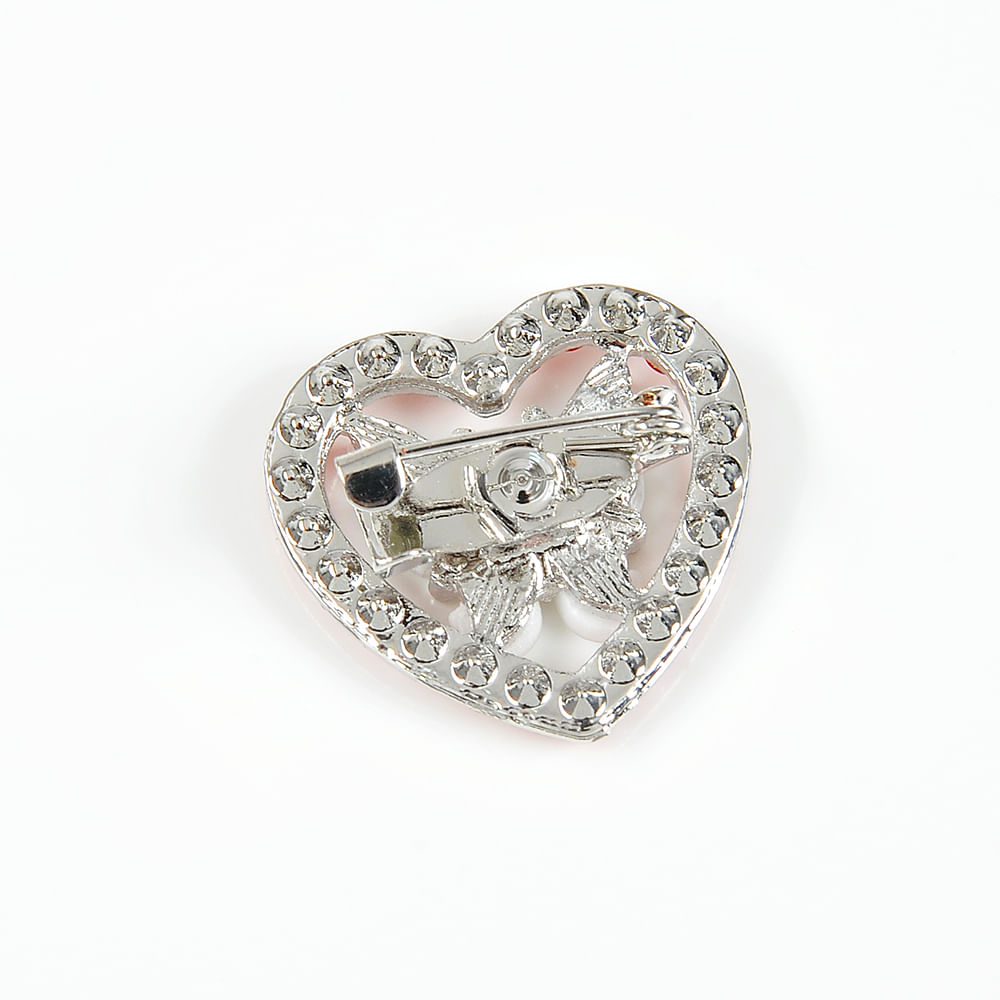 Brosa martisor inima cu fluture  alb - 3 | YEO