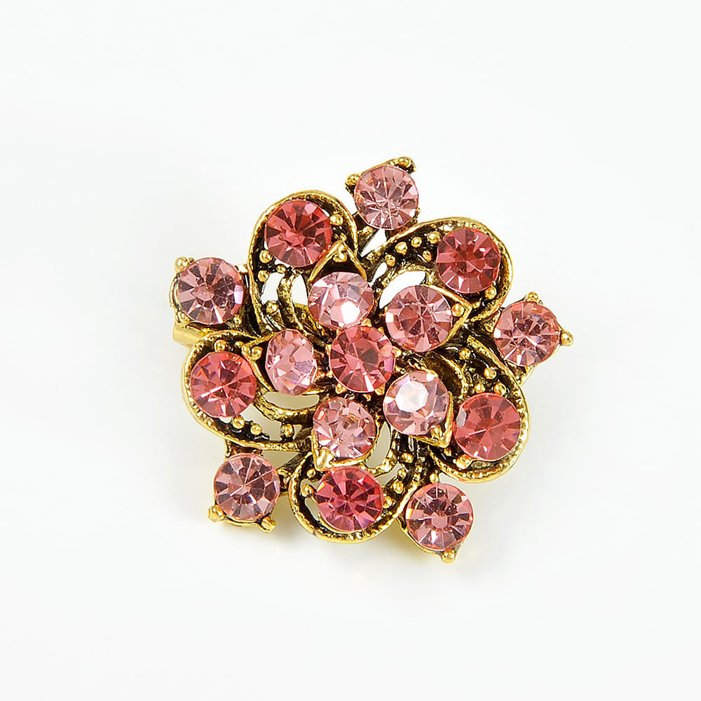 Brosa martisor floare cu pietre roz