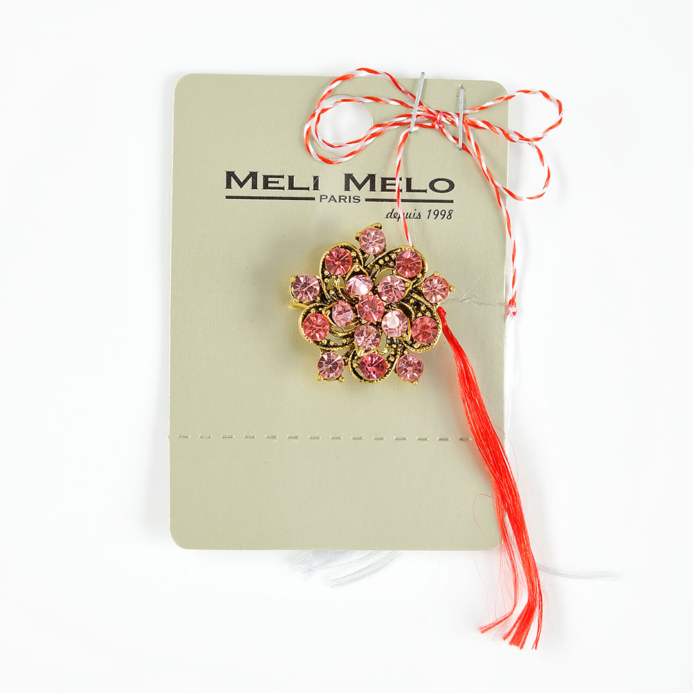 Brosa martisor floare cu pietre roz - 1 | YEO