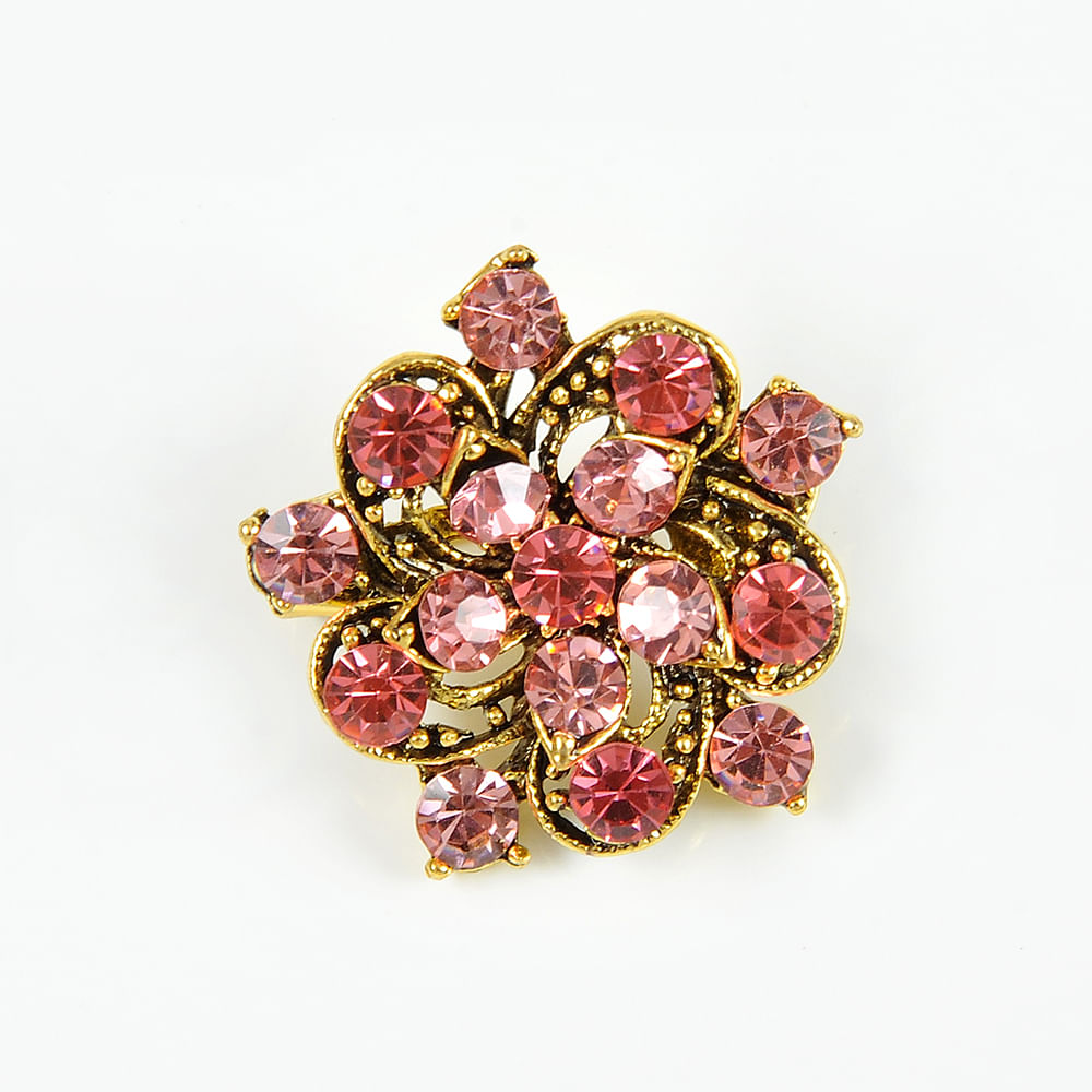 Brosa martisor floare cu pietre roz - 2 | YEO
