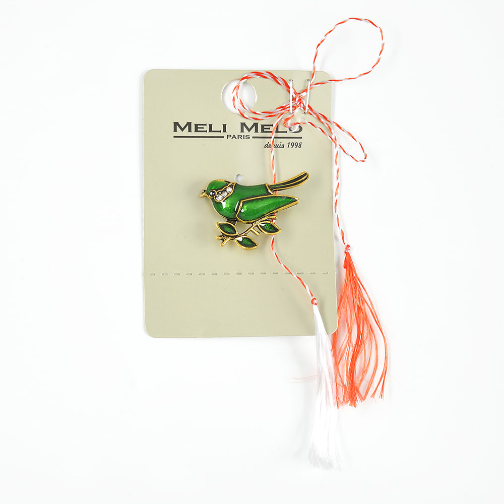 Brosa martisor pasare verde pe creanga - 1 | YEO