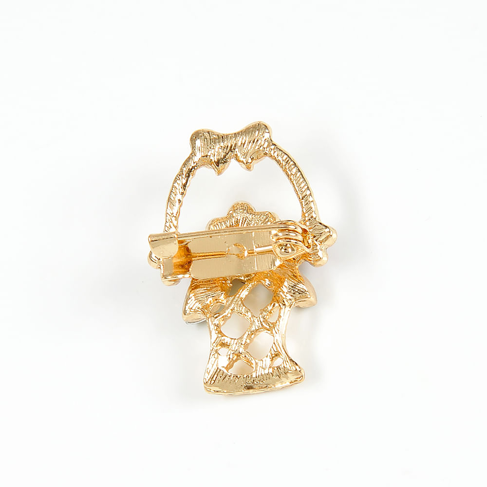 Brosa martisor cos cu flori roz - 3 | YEO
