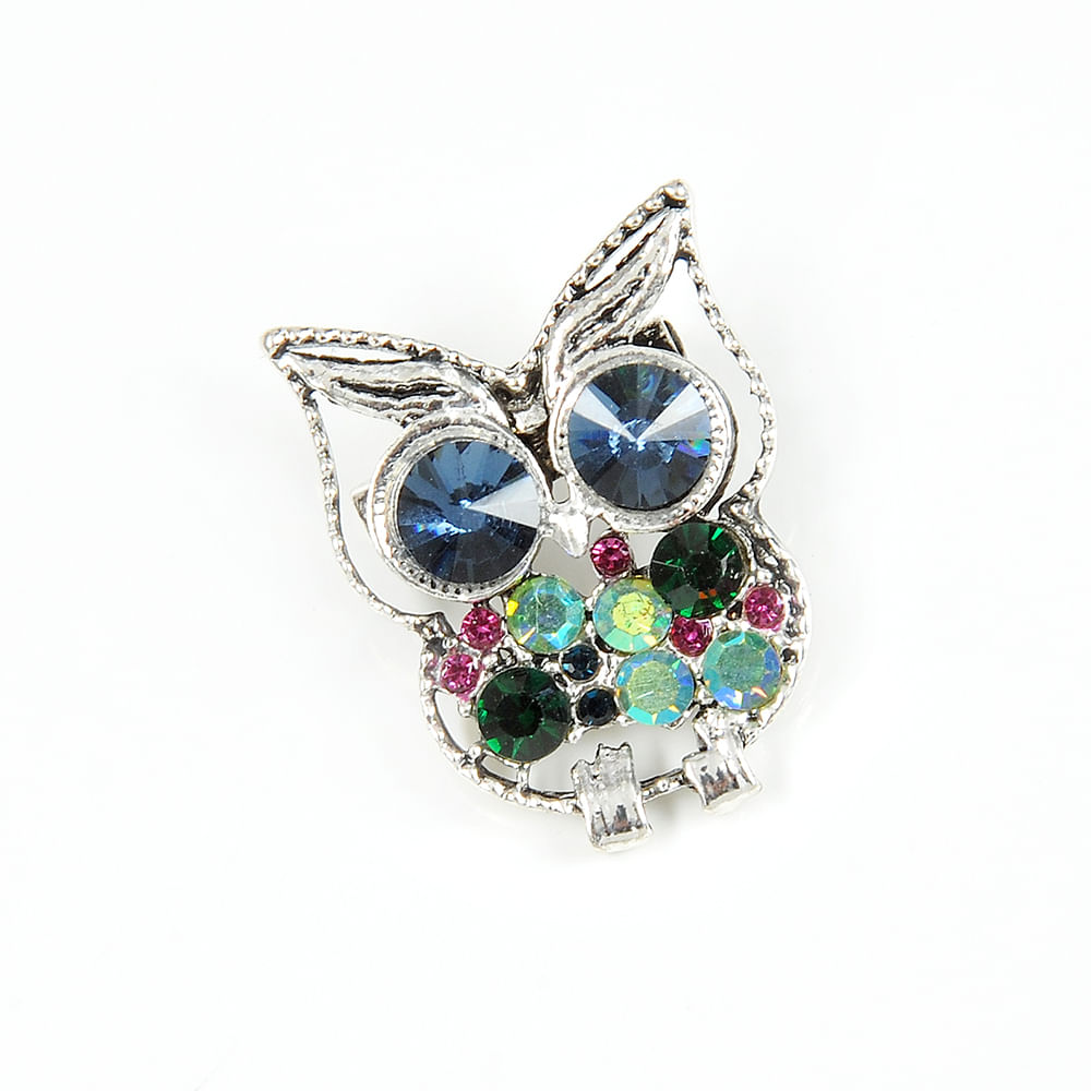 Brosa martisor bufnita cu pietre multicolore - 2 | YEO