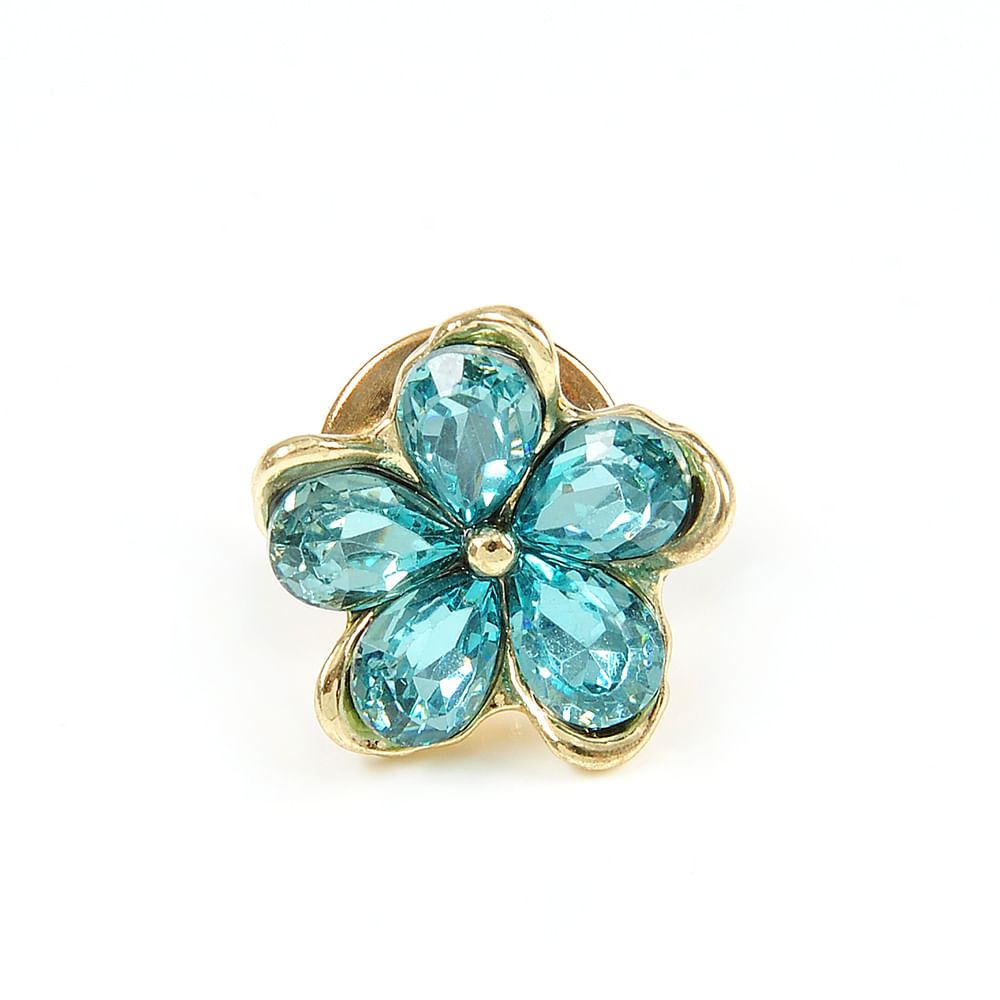 Brosa martisor floare aurie cu petale bleu