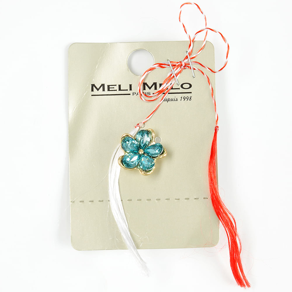 Brosa martisor floare aurie cu petale bleu - 1 | YEO