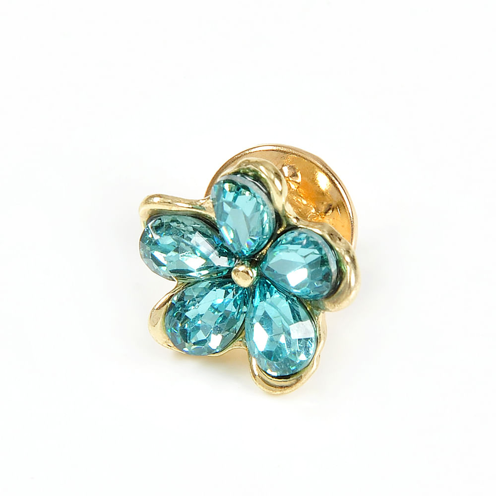 Brosa martisor floare aurie cu petale bleu - 2 | YEO