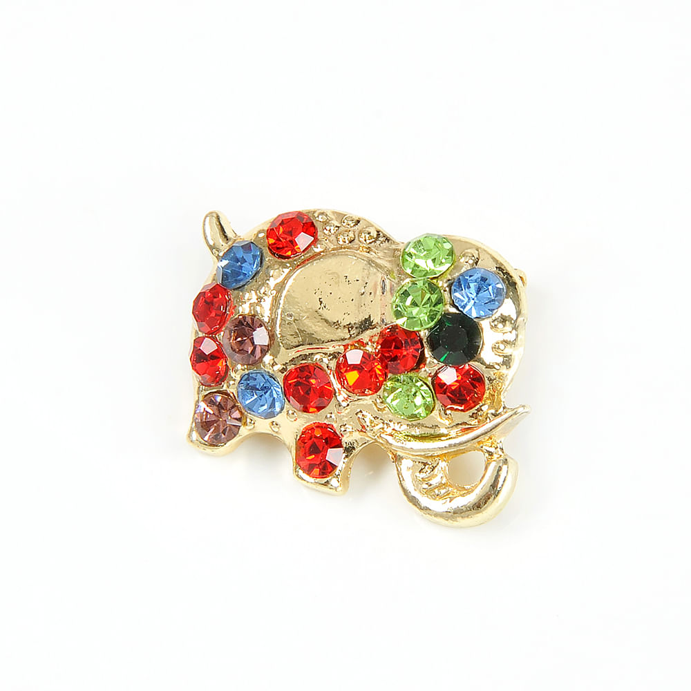 Brosa martisor elefant auriu cu pietre multicolore - 2 | YEO