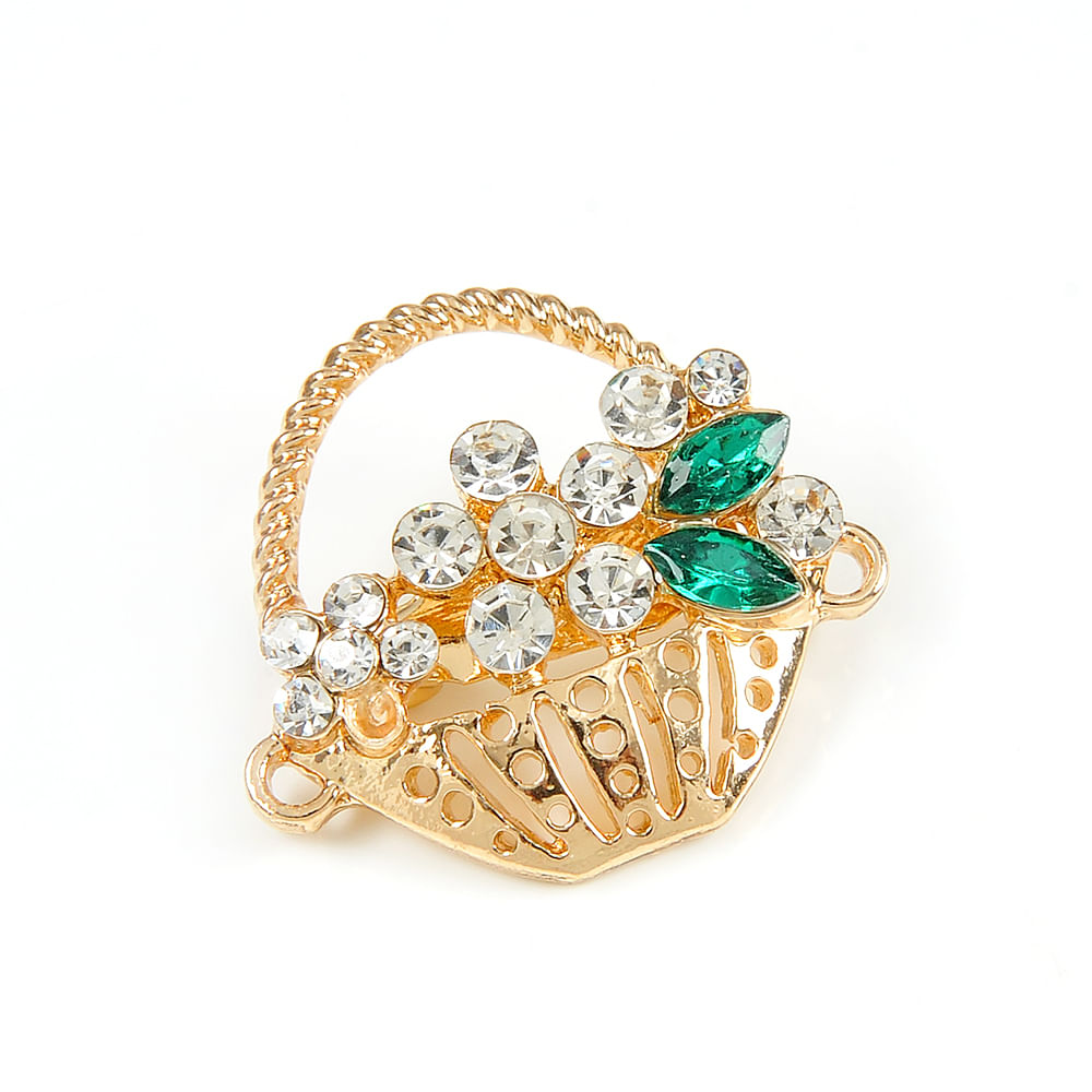 Brosa martisor cos auriu cu flori incolore - 2 | YEO