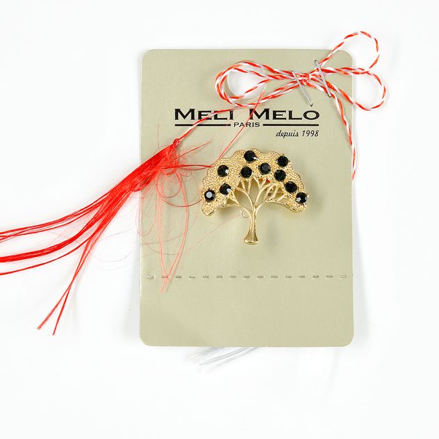 Brosa martisor Copacul Vietii auriu cu pietre
