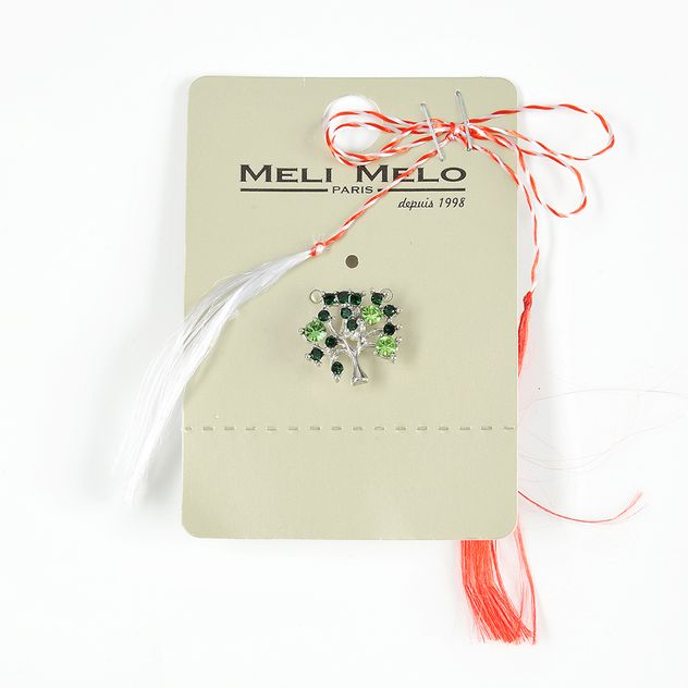 Brosa martisor Copacul Vietii cu pietre verzi
