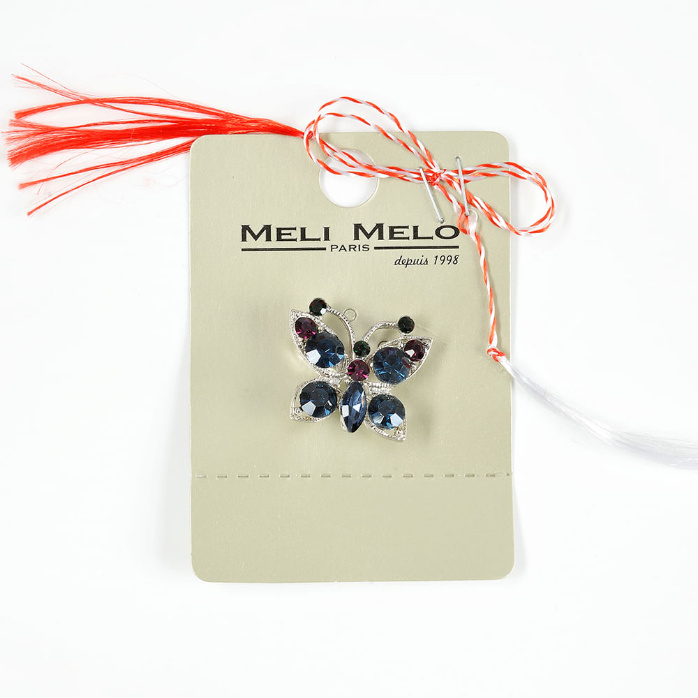 Brosa martisor fluture cu pietre bleumarin - 1 | YEO