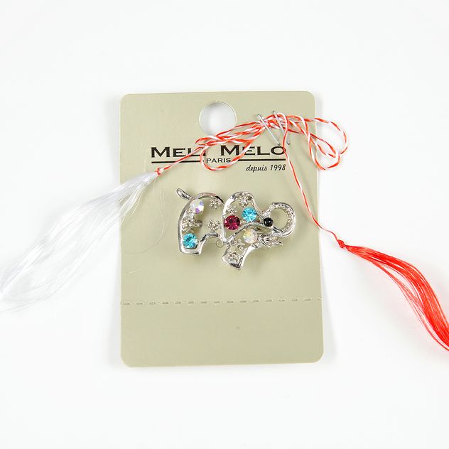 Brosa martisor elefant cu pietre multicolore
