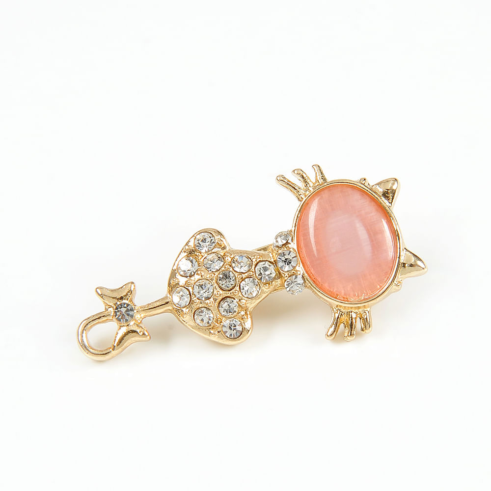 Brosa martisor pisica cu pietre albe - 2 | YEO