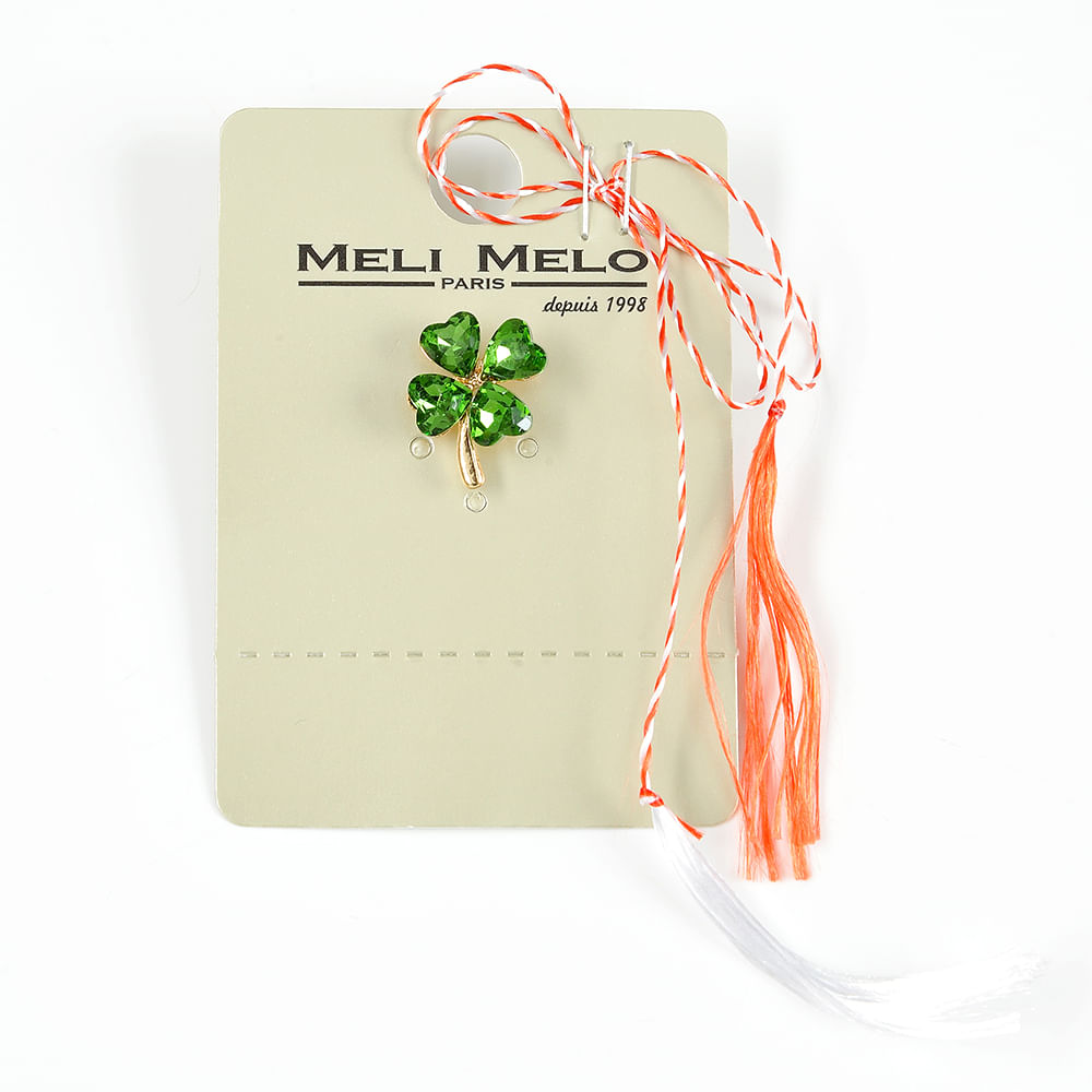 Brosa martisor trifoi cu pietre verzi - 1 | YEO