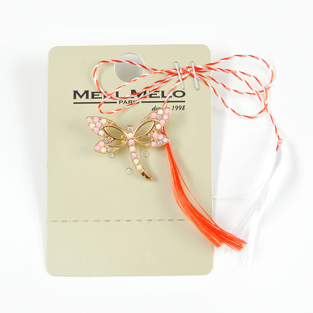 Brosa martisor libelula cu pietre roz - 1 | YEO