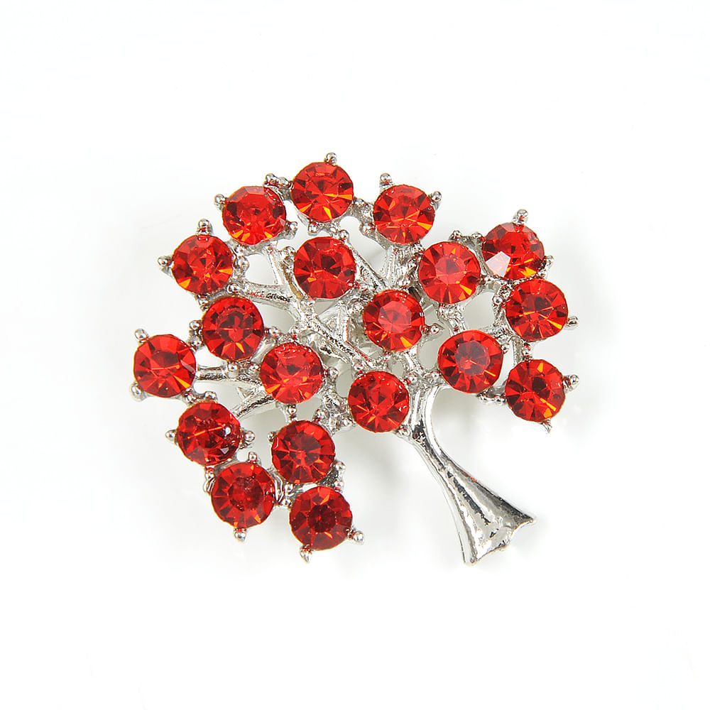 Brosa martisor Copacul Vietii cu pietre rosii - 2 | YEO