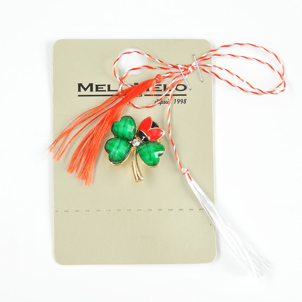 Brosa martisor trifoi verde cu buburuza - 1 | YEO