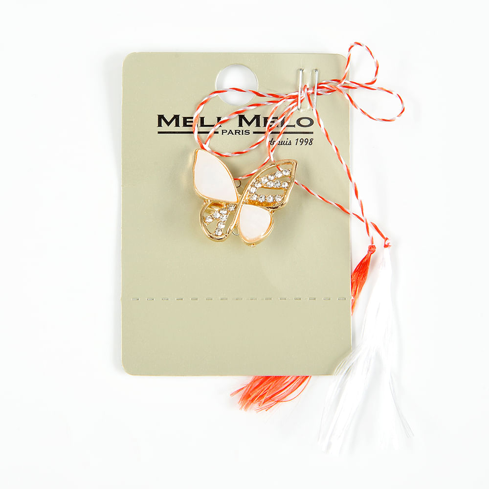Brosa martisor fluture auriu cu pietre acrilice - 1 | YEO