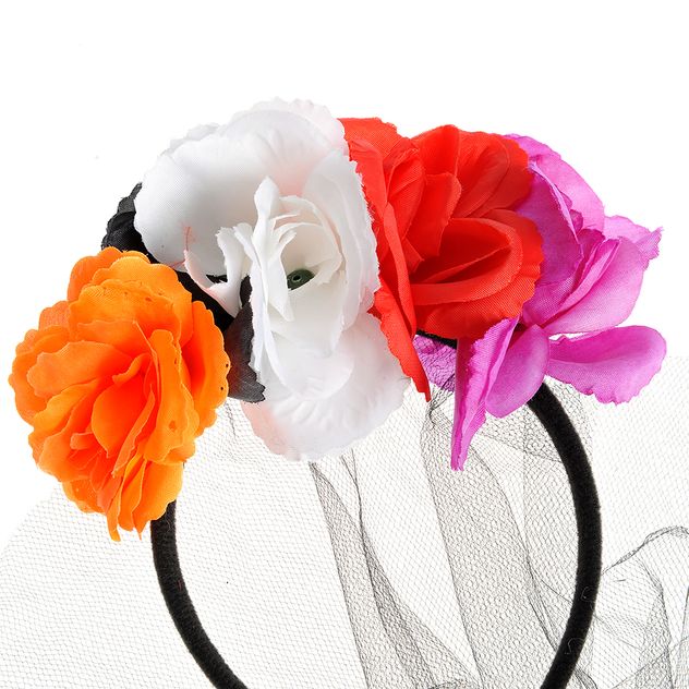 Bentita Halloween cu trandafiri si voal