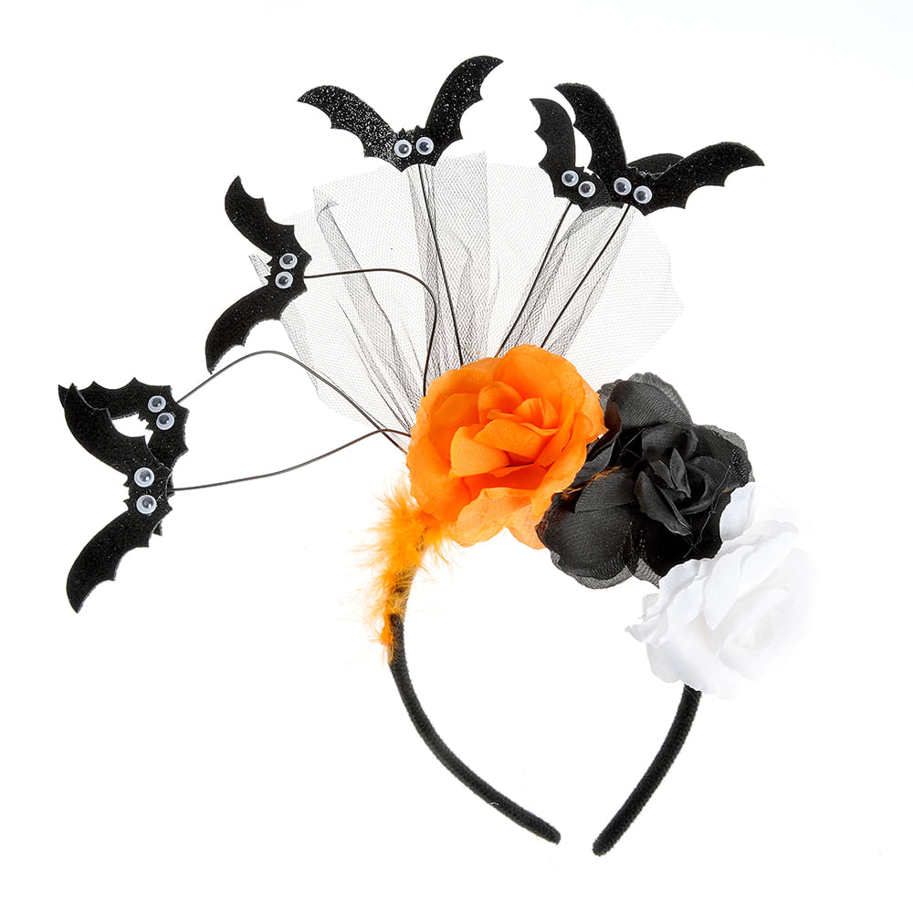 Bentita Halloween cu trandafiri si lilieci