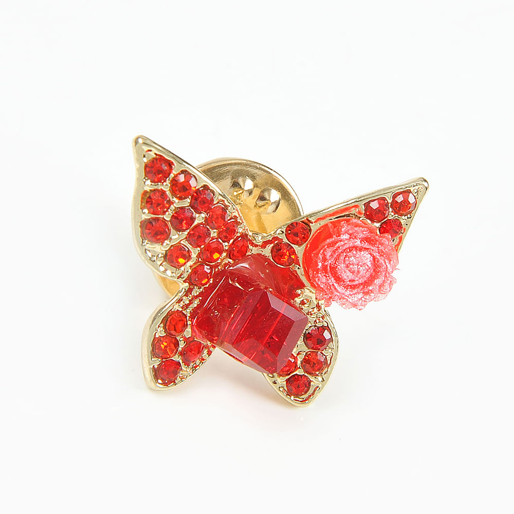 Brosa martisor  fluture cu pietre rosii - 2 | YEO