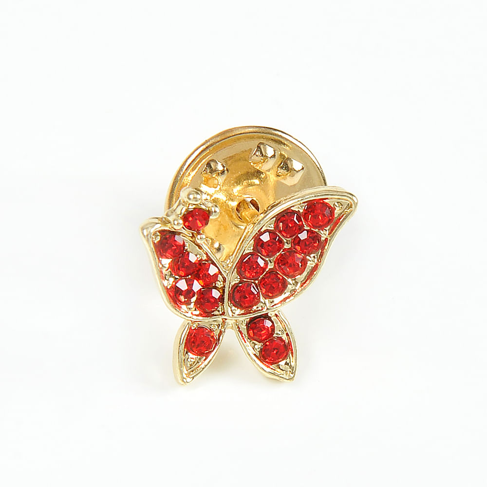 Brosa martisor fluture auriu cu pietre mici rosii - 2 | YEO