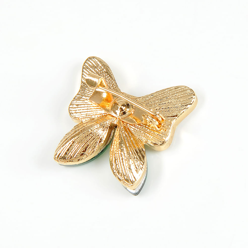 Brosa martisor fluture alb cu pietre verzi - 3 | YEO