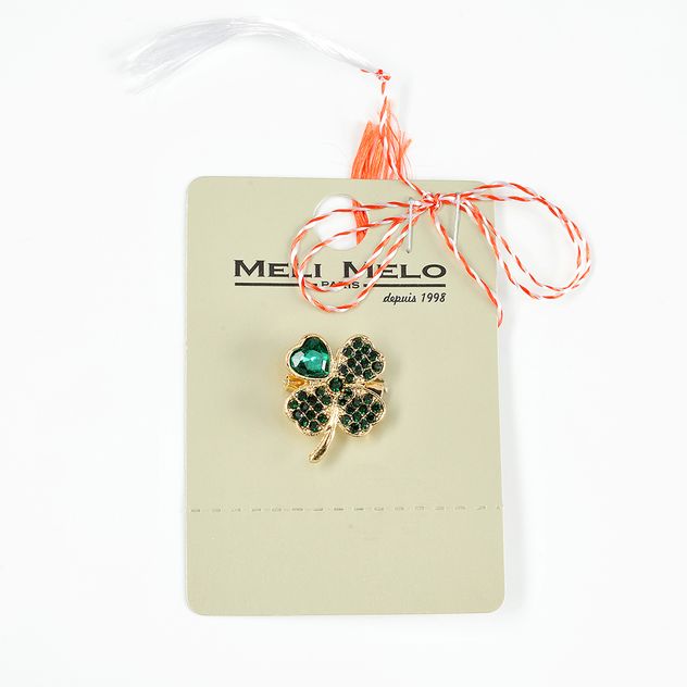 Brosa martisor trifoi cu pietre acrilice