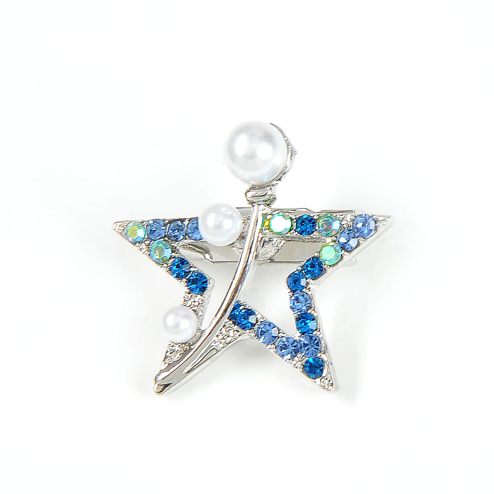 Brosa martisor stea cu pietre bleu