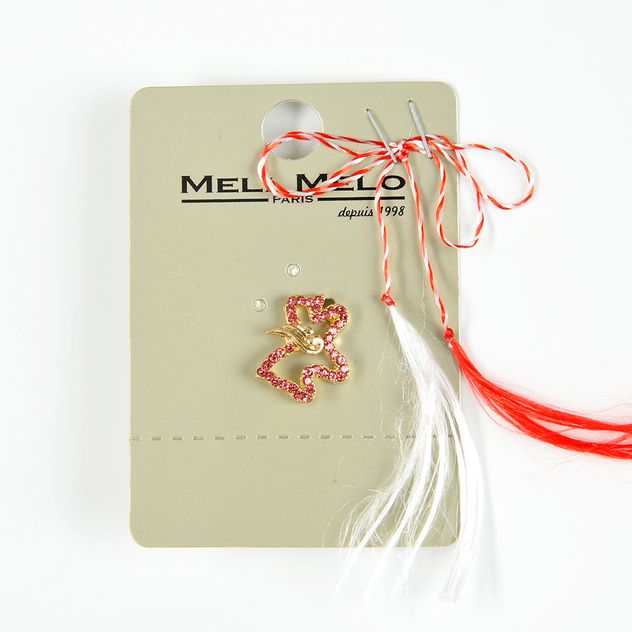 Brosa martisor cu pietre roz
