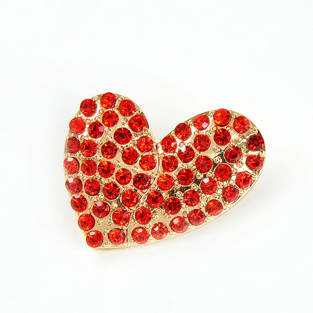 Brosa martisor inima cu pietre rosii