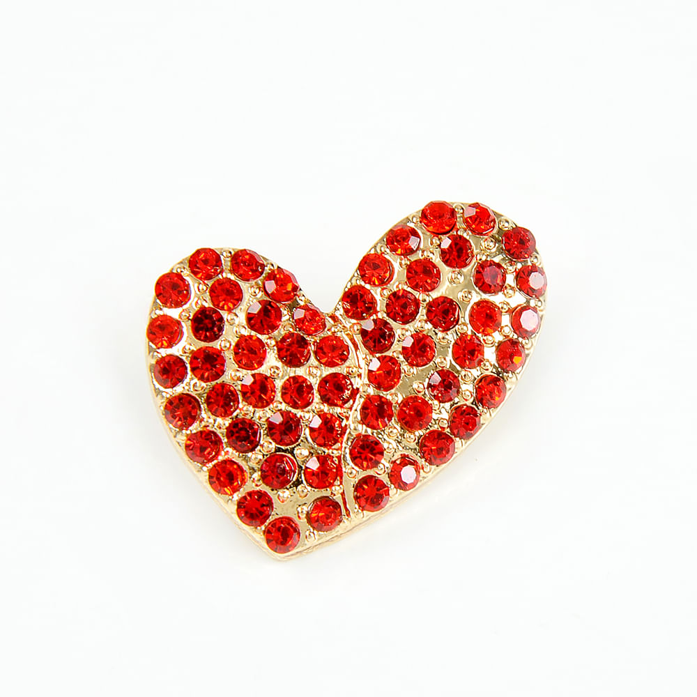 Brosa martisor inima cu pietre rosii - 2 | YEO
