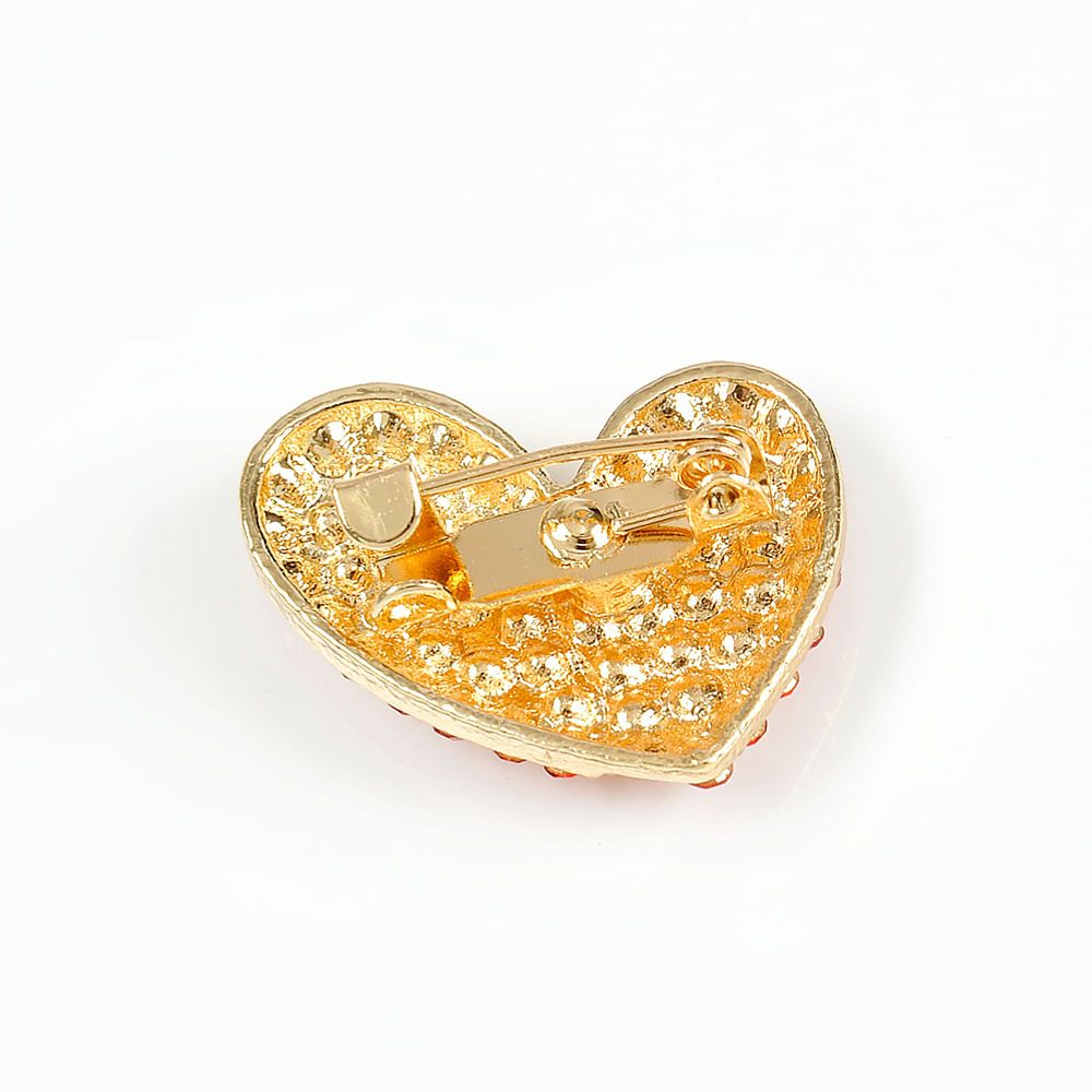 Brosa martisor inima cu pietre rosii - 3 | YEO