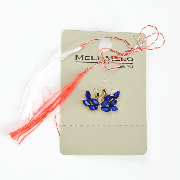Brosa martisor lebede cu pietre acrilice mov