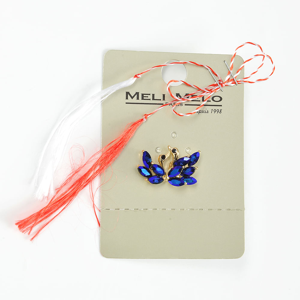Brosa martisor lebede cu pietre acrilice mov - 1 | YEO