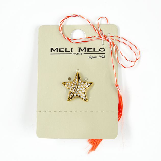 Brosa martisor stea aurie cu perle albe