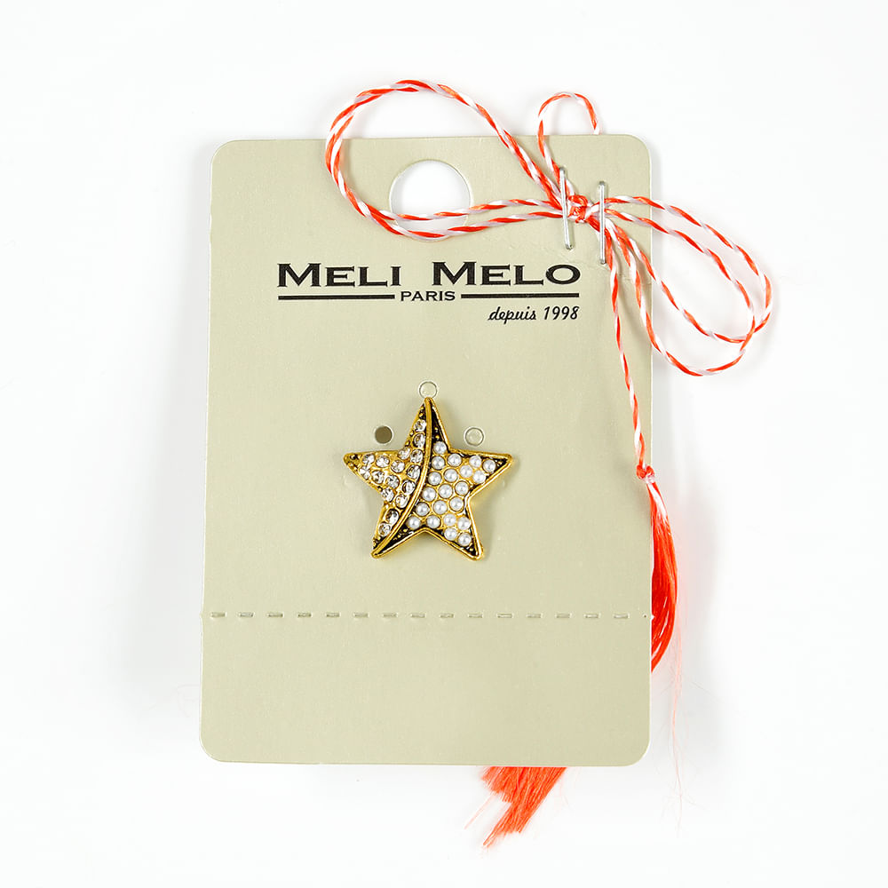 Brosa martisor stea aurie cu perle albe - 1 | YEO