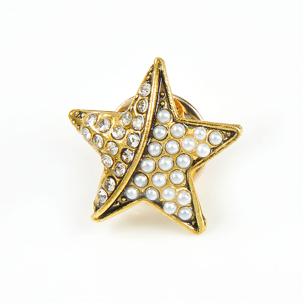 Brosa martisor stea aurie cu perle albe - 2 | YEO