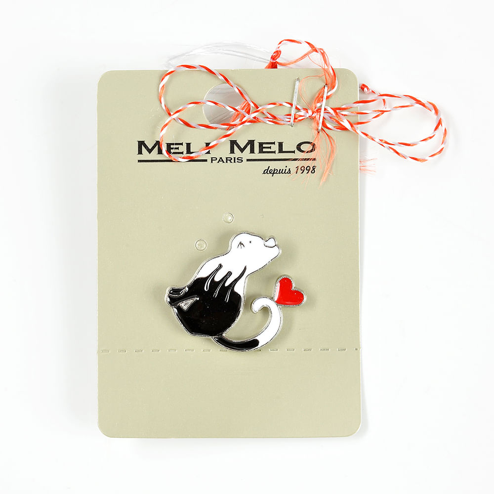 Brosa martisor pisica cu inima rosie - 1 | YEO
