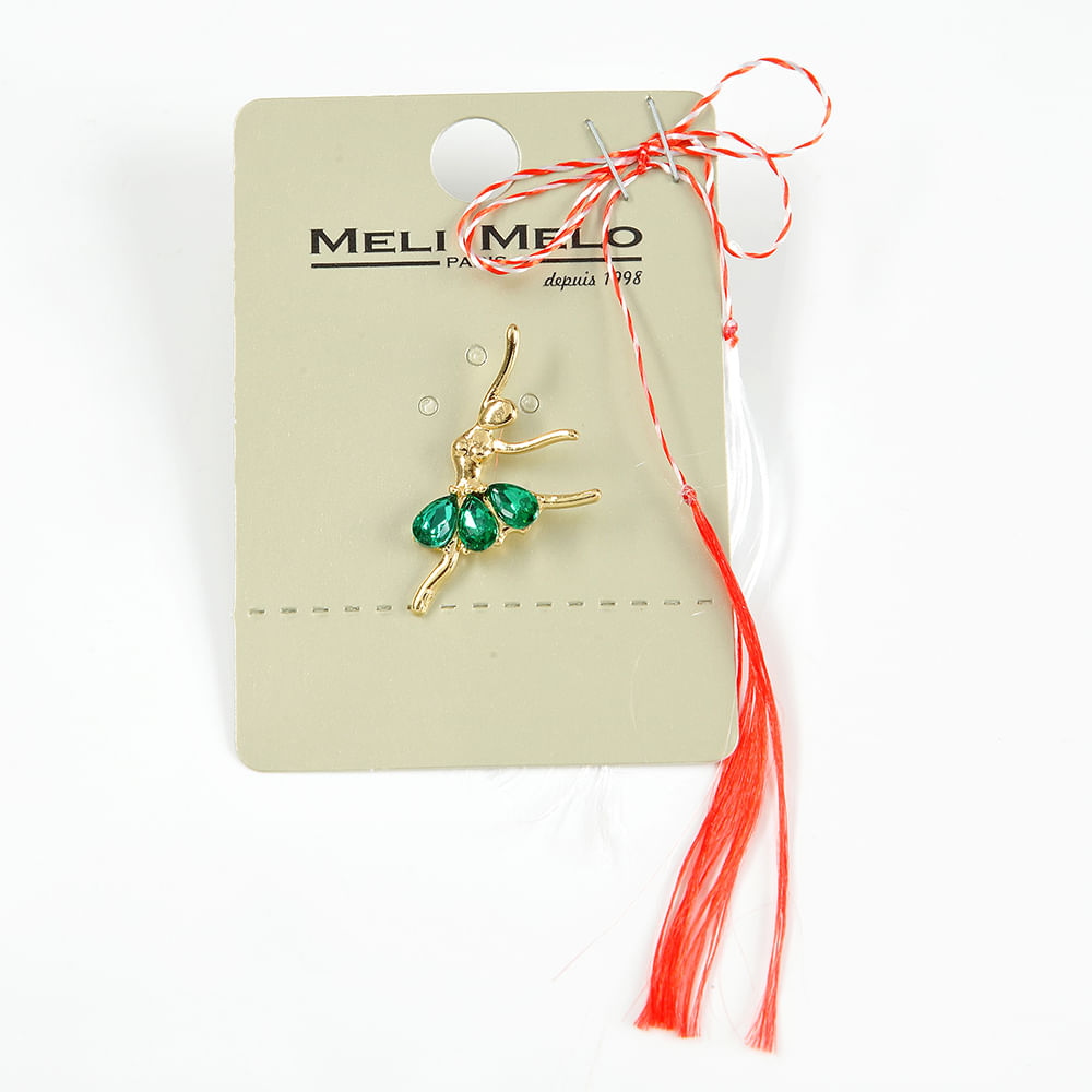 Brosa martisor balerina cu fusta verde - 1 | YEO