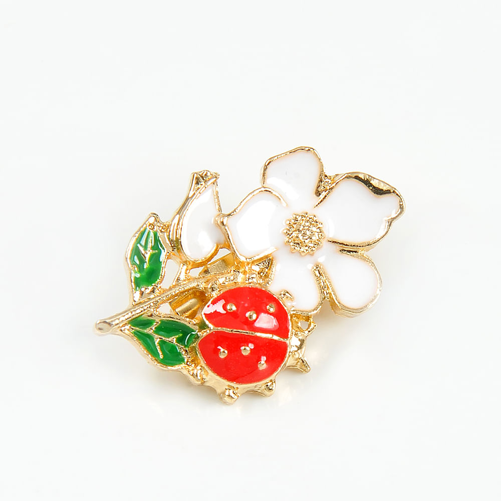 Brosa martisor floare alba cu buburuza - 2 | YEO