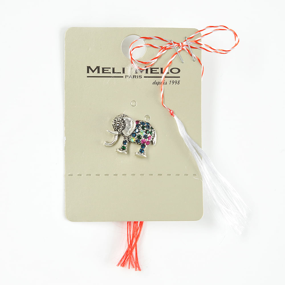 Brosa martisor elefant cu pietre multicolore - 1 | YEO